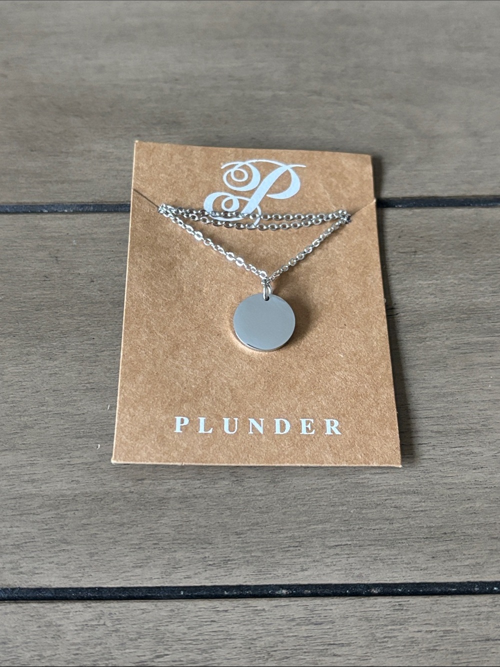 529. Plunder Silver Disc Pendant Necklace - Silver